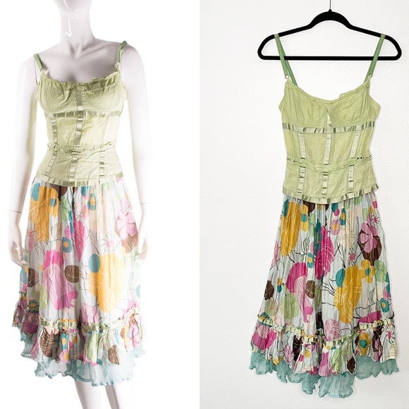 Dolce & Gabbana Dresses & Skirts - VTG Dolce & Gabbana Multicolor Patchwork Cotton 90s Midi Dress Fairy Size 38